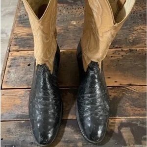 Vintage Dan Post Ostrich Skin Boots.